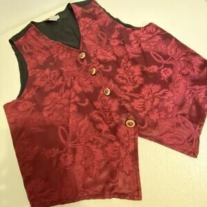VTG Sitting Pretty 70s-80s USA Made Satin Red Black Floral Vampire Core Women S